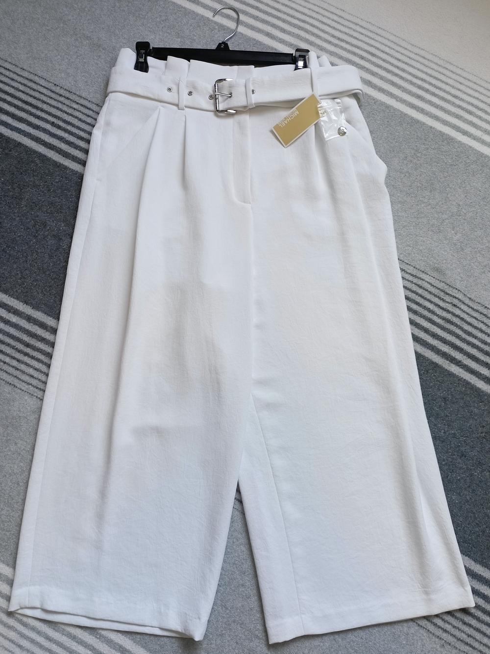 Michael Kors White Belted High-Waist Trousers